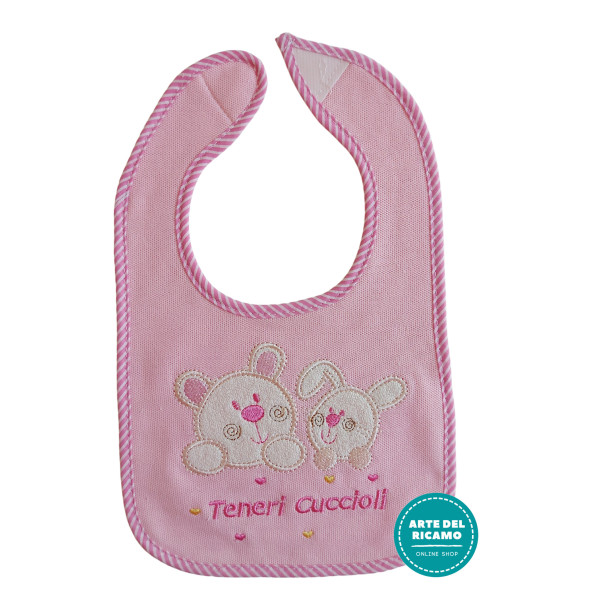 Baby Bib with Strap Closure - Animals - Pink